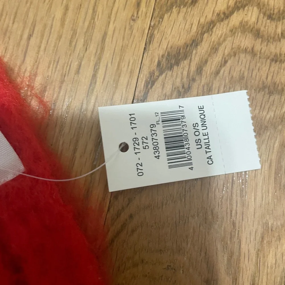 Aerie Red White Striped Fuzzy Cozy Knit Oversized Blanket Fringe Scarf NWT